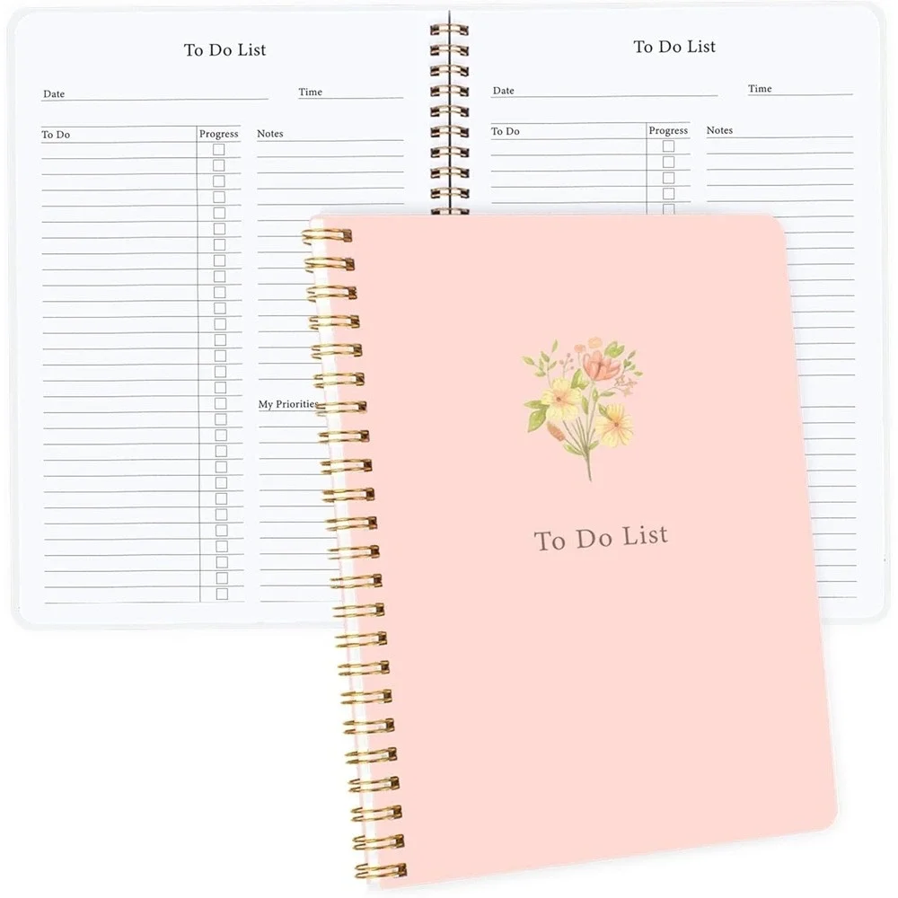 Undated Daily Planner 5.8x8 – To-Do Notebook w/ Priorities & Notes (2-pack)